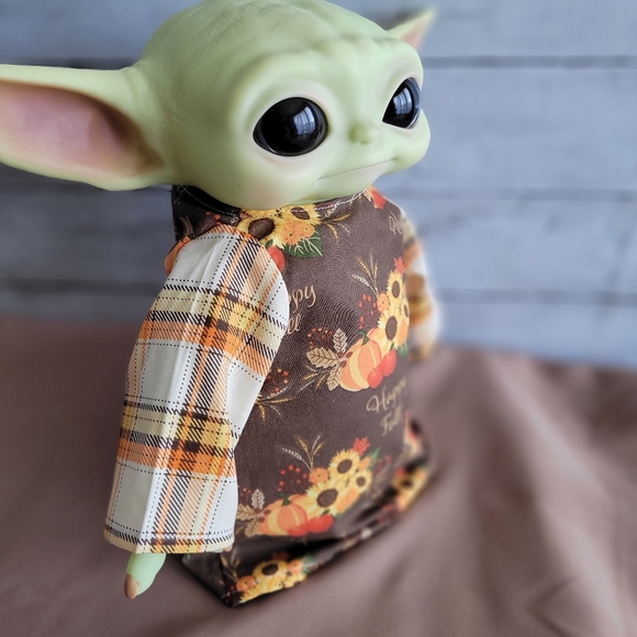 Clothes for 12" Grogu Baby Yoda Mattel Dolls. Brown Pumpkin Thanksgiving Outfit. - Picture 3 of 6